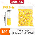 500PCS Fork Crimp Terminal M4/M5/M6 Spade Plugs Pre-insulated Ferrules Lugs For Splice Electricals Cable Wire End Connectors