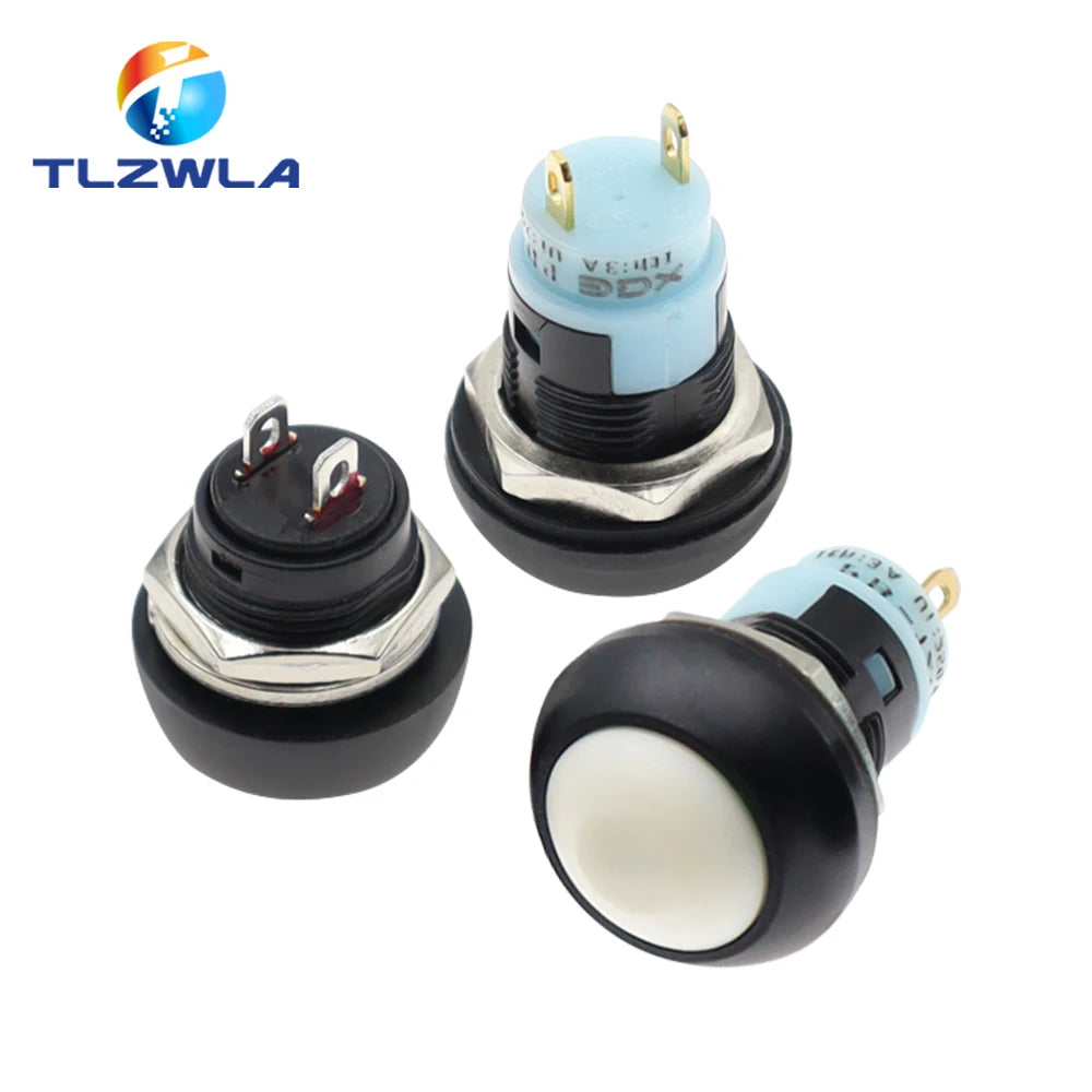 1PCS DIY Mini 12mm Momentary Waterproof Push Button Switch Horn Blue White Green Red Yellow Black 1A 250V Self-reset