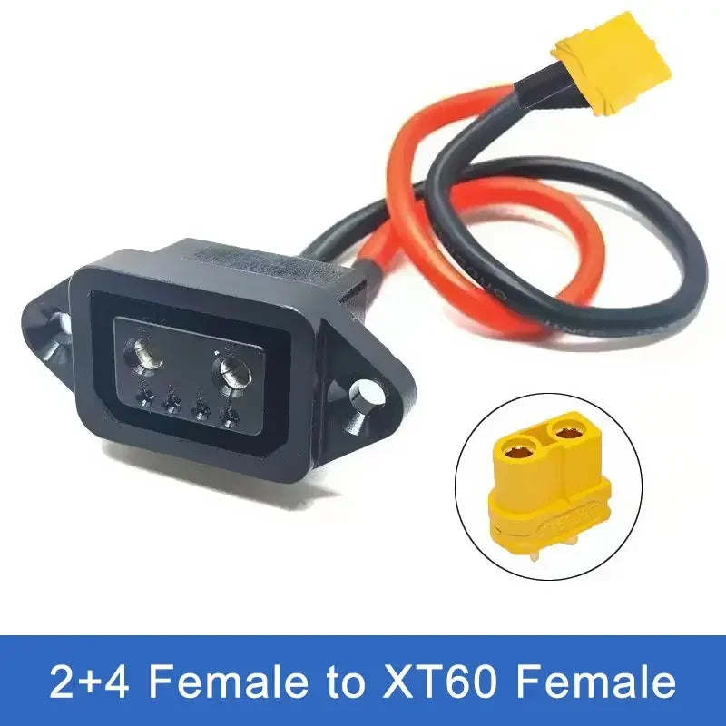 XT60/TX90 to 2+4/2+6 Cable Connector Male Female Electric Vehicle Lithium Battery Charging Socket 4 Square New Energy Power Line