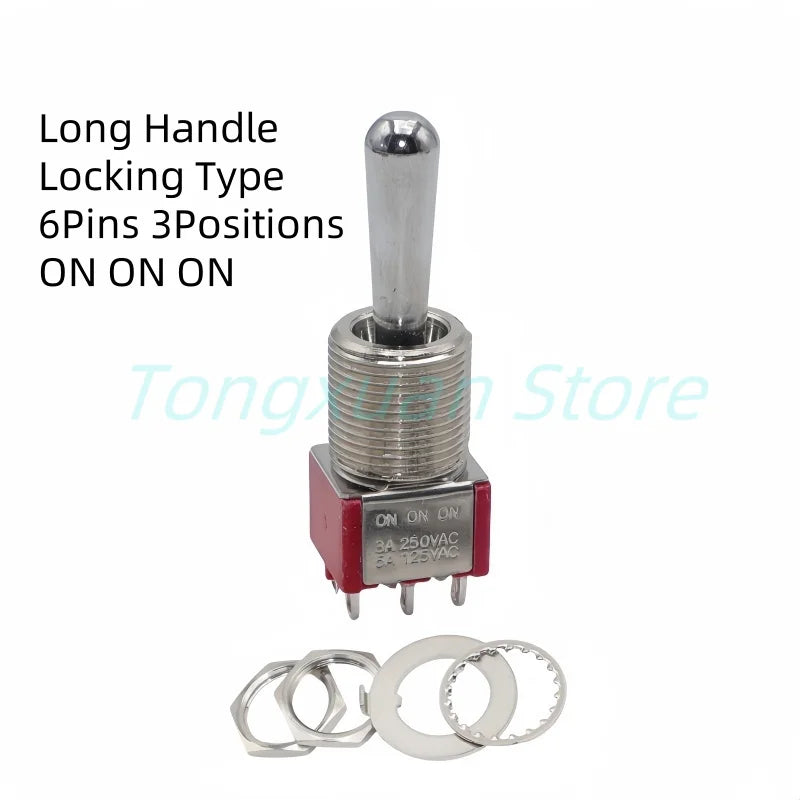 1pc SH T8013-Z1 12mm ON-OFF-ON SPDT DPDT 3/6/12PinS 2/3Position Maintained Toggle Switch Large Long Handle 3A 250VAC/5A 125VAC