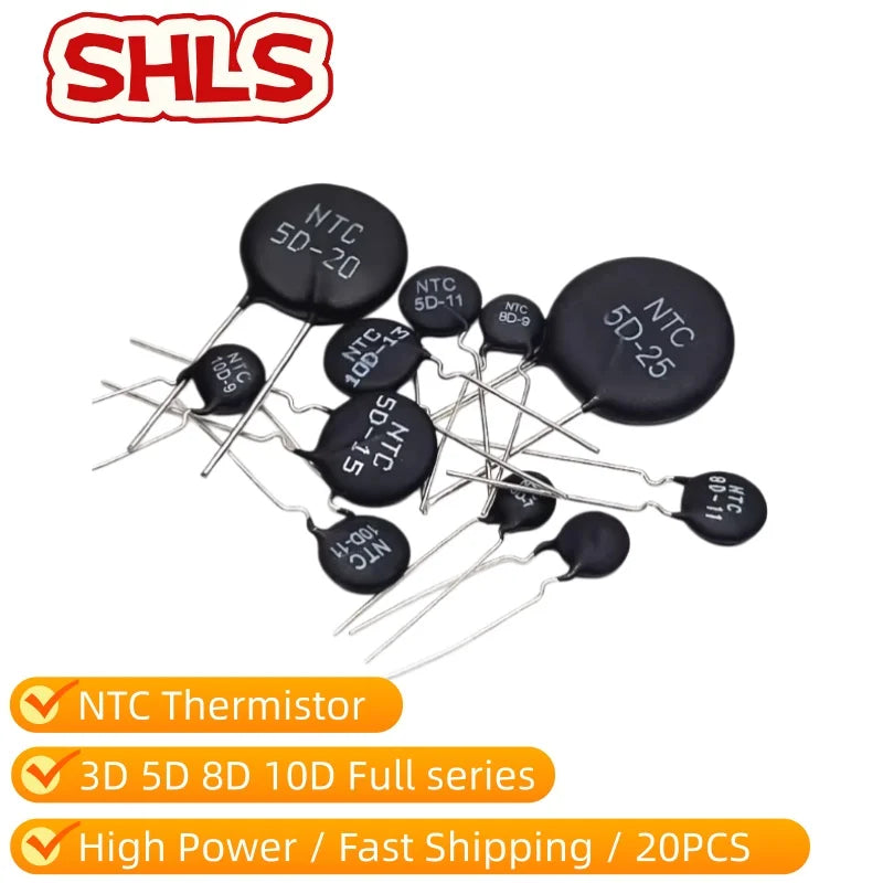10PCS NTC Thermistor Power Type 3D 8D 10D Series 3D-25 5D-9 5D-11 8D-9 10D-11 Inrush Current Limiter For Power Supply