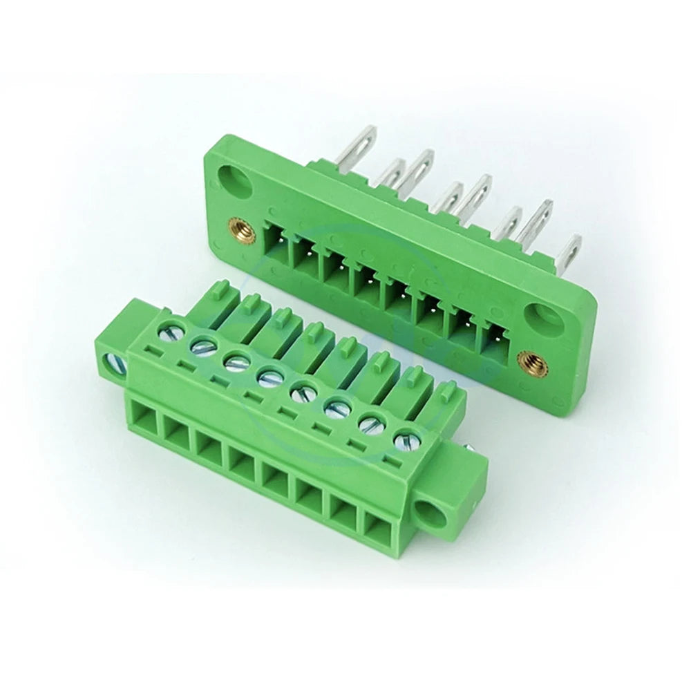(1 pcs) 2EDGWB - 3.5mm 3.81mm Wall-Mounted Fixed Plug-in Terminal Block with Lugs KF 15EDGAM/KM Complete Set 3.5 3.81 2~24P