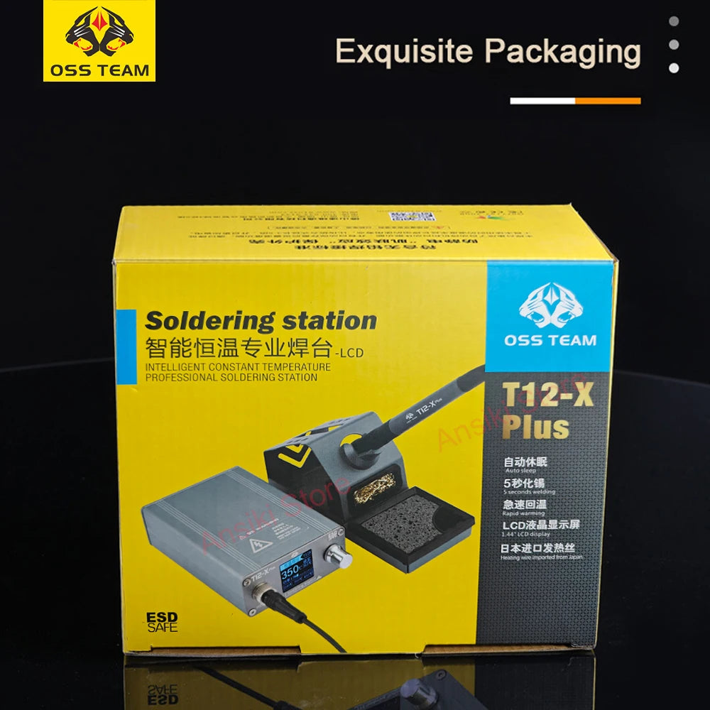 OSS T12-X Plus Solder Station 75W Digital display Constant temperature With T12 Tips Kit For CPU Precision welding repair Tools