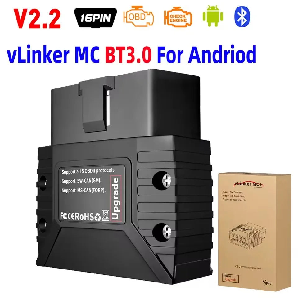 Vgate VLinker MC+ MC V2.2 Bluetooth 4.0 BT3.0 OBD Scanner Car Diagnostic Tools For IOS Android Scanner Auto Tool PK V1.5 ELM327