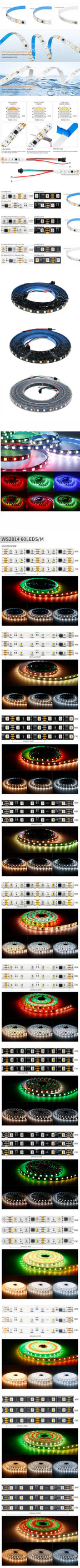 WS2814 Led Strip Light 4 in 1 Similar SK6812 RGBW Addressable IC WS2811 RGBWW RGBCW 5050 3PIN Led Lights IP30 65 67 DC12/24V