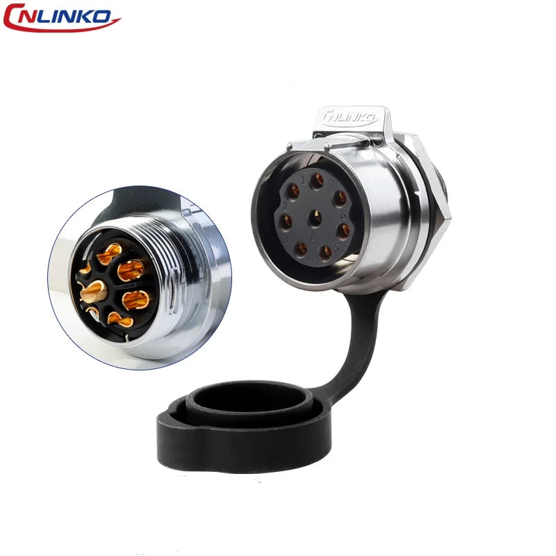CNLINKO M28 8Pin Circular Aviation Connector Waterproof 15A 300V Solder Type Quick Snap Lock for Industrial Control Systems