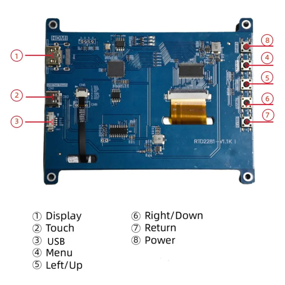 5 Inch IPS LCD HDMI 800 x 480 Capacitive Touch Screen LCD Display, Suitable For Sony PS4/Raspberry Pi/PC