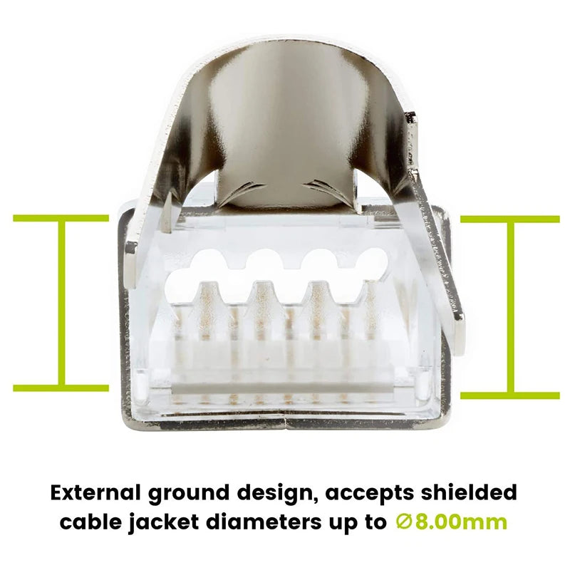 &ABDH& 20 Pcs Cat6/6A RJ45 Pass Through Modular Plugs, Shielded (STP) External Ground Connector,EZ Crimp