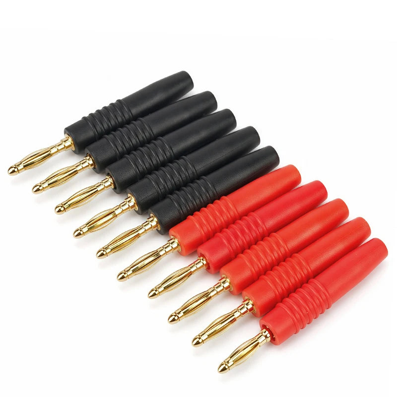 10PCS 2mm Solderless Side Stackable Banana Plugs Red Black Test Lead Connectors for Multimeter Power Supply Lab Equipment DIY