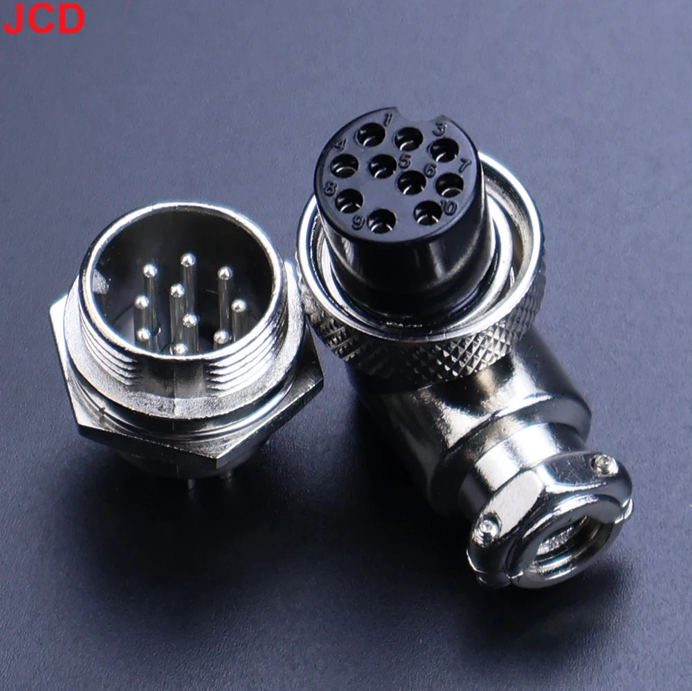 JCD GX16 90 Degree Right Angle 16mm Aviation Connector Elbow M16-2 3 4 5 6 7 8 9 10 Pin Female Plug Male Chassis Mount Socket