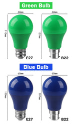 2-10pcs Colorful Bulb B22 E27 110V 220V Red Yellow Blue Green Pink Purple Orange Light Bulb Lamp for Home