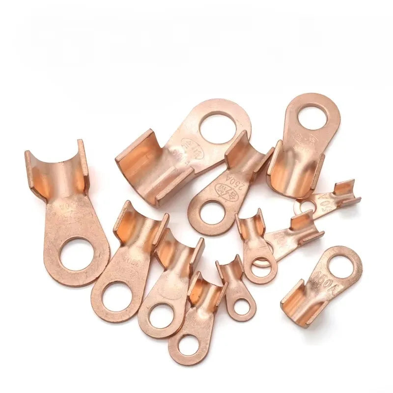 Wire Terminal OT Type 3A 5A 10A 20A 30A 40A 50A 60A 80A Red Copper Bare Nose Lugs Crimp Open Mouth Cable Crimp Terminals