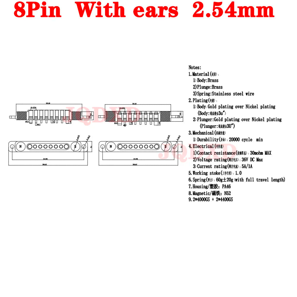 1sets DC 36V 5A Waterproof Magnetic Pogo Pin Connector 5Pin With Ears Pogopin Male Female Spring Loaded DC Power Socket