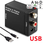 ADC Analog To Digital Audio Converter RCA to Optical Toslink Audio Adapter Analog Digital Fiber Toslink Coaxial Audio Converter