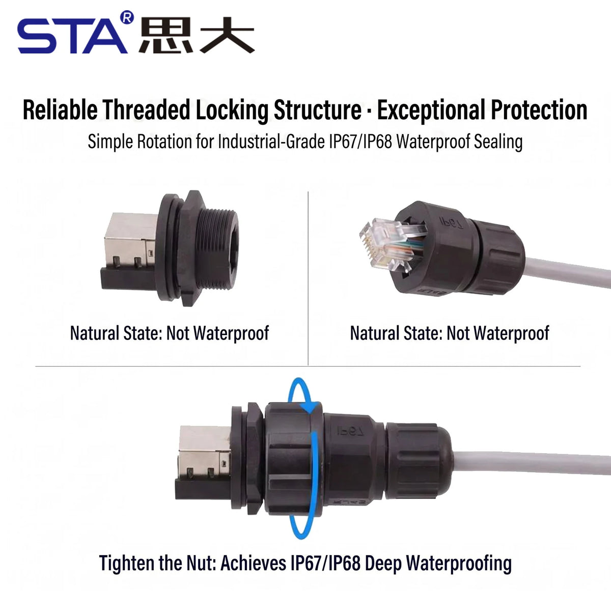 OEM/ODM RJ45 IP67/68 Waterproof Ethernet Aviation Round Connector Threaded Female PCB POE Network Cable socket