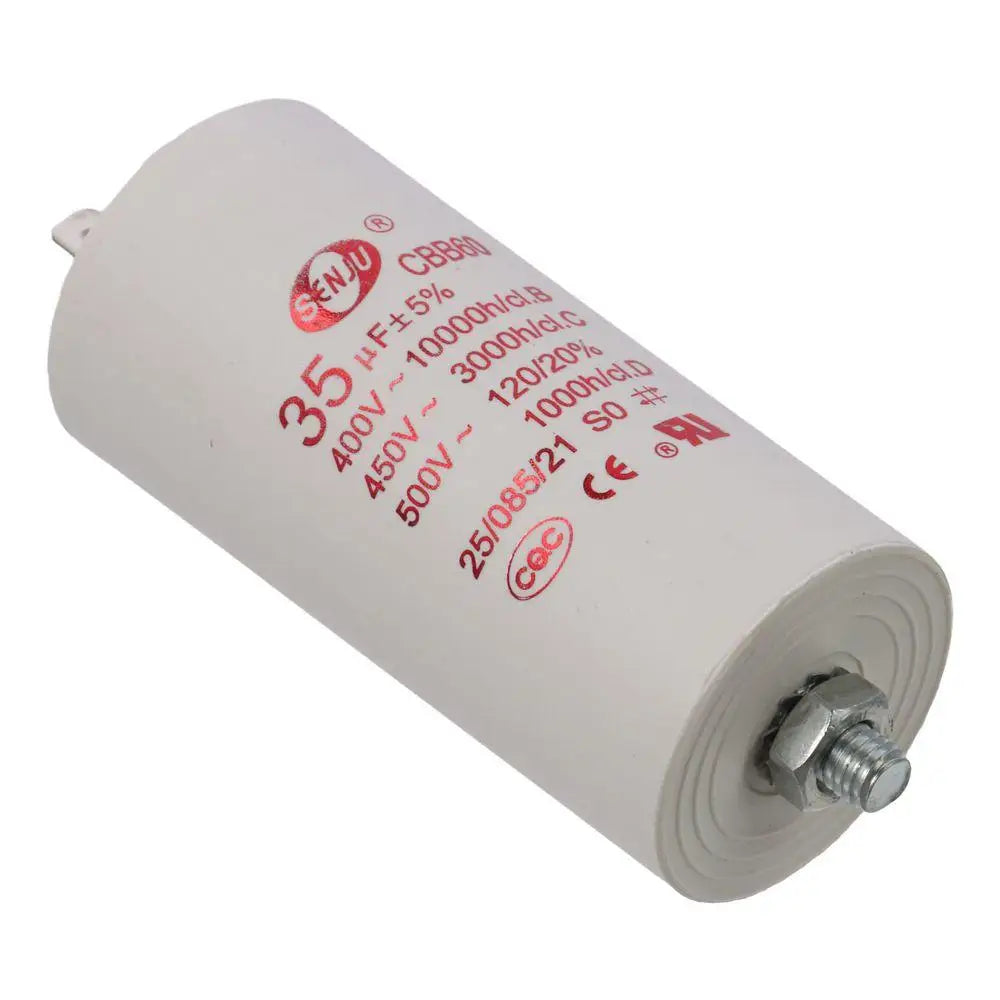 CBB60 Run Capacitor 35uF 450V AC Double Insert 50/60Hz Cylinder 92x44mm White for Air Compressor Water Pump Motor