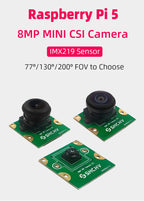 Raspberry Pi 5 8MP Camera IMX219 Sensor 77° 130° 200° FOV Fisheye MINI CSI Interface with 15cm FFC for RPI 5 Pi5