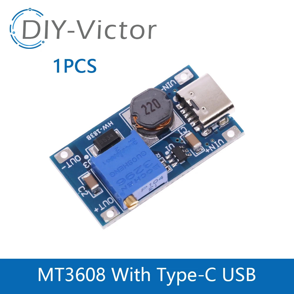 DC-DC Step-Up Power Module Micro TYPE-C USB Input Voltage Converter 2A Boost Pressure Plate Adjustable SX1308 MT3608 For Arduino