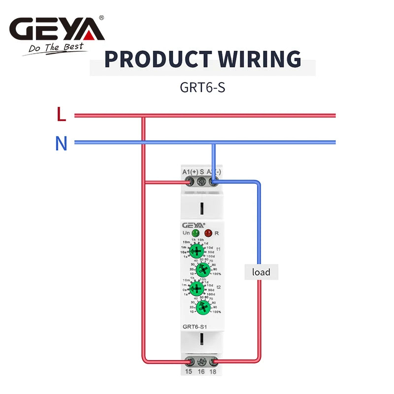 GEYA GRT6-S Cycle Time Delay Relay AC/DC24V-240V Asymmetric Relay SPDT 220V 10A Electronic Repeat Relay