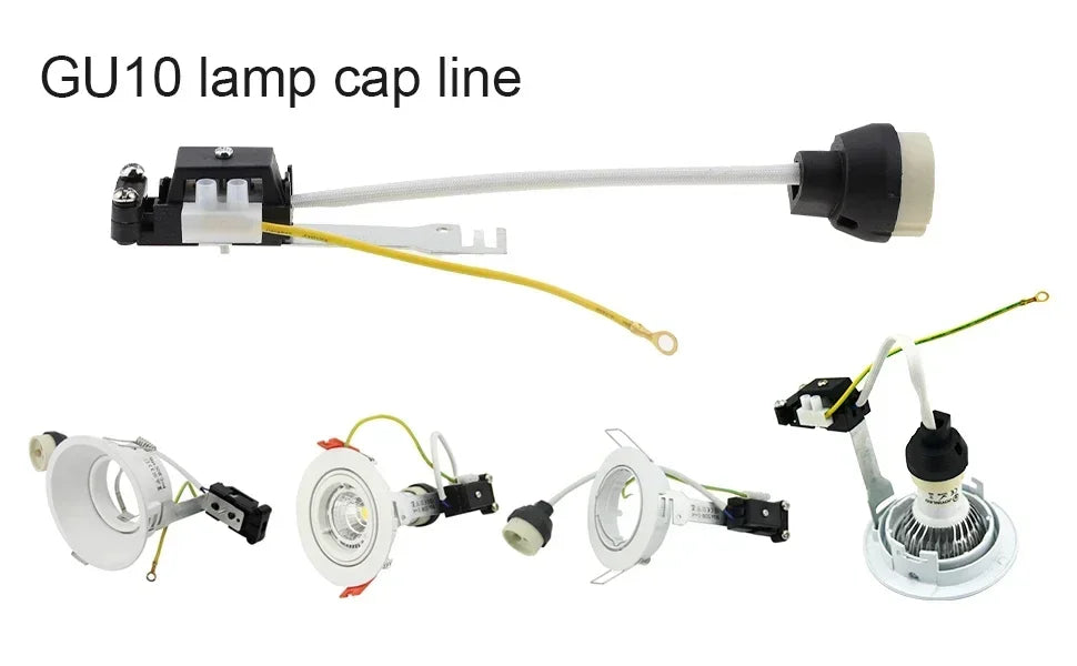 6pcs Gu10 Ceramic LED Spotlight Socket GU10 Halogen Bulb Base Lampholder 18cm Nylon Wire PV Wiring Terminal Junction Box