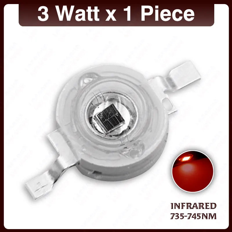1Pcs 3W IR 680nm 740nm 800nm 850nm 880nm 900nm 940nm 980nm 1000nm LED Light Beads Infrared Chip For CCTV Camera Night Vision