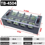 TB1503 TB2503 TB4512 Screw Terminal Block Barrier Strip 15A 25A 45A Wire Connector with Flame Retardant PC Cover for DIN Rail