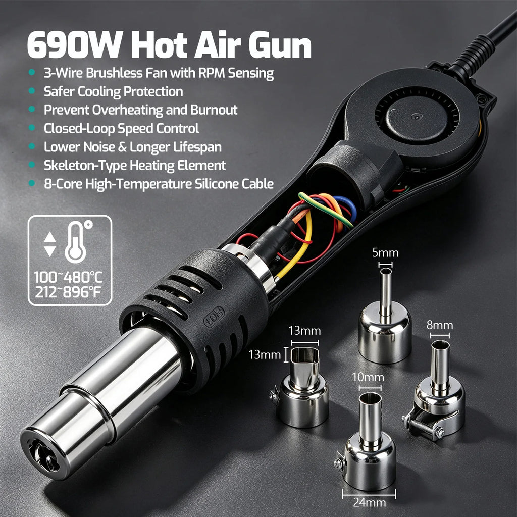 YIHUA 853AAA 1200W Preheating Station PCB Preheater Soldering Station BGA Rework Station Soldering Iron Heat Gun Welding Station