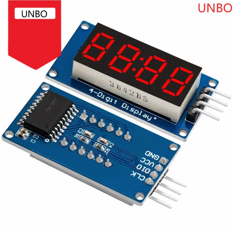 TM1637 4-Digit 0.36-Inch Red 7-Segment LED Display Module - Serial Interface Driver Board for Arduino Clock