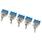 DL 5Pcs Miniature Lever Toggle Switch Single Pole Double Throw ON-OFF-ON /ON-ON 120VAC 6A 1/4 Inch Mounting MTS-102 103 202 203