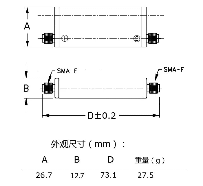 320~400MHz UHF Band Bandpass Filter, SMA Interface