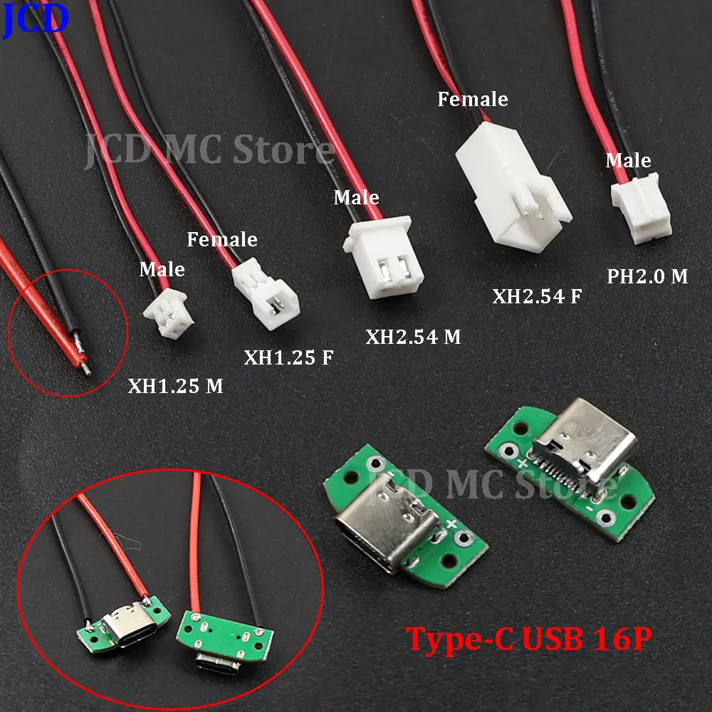 10PCS type c USB3.1 Female Connectors Jack Tail 16pin usb Male Plug Support PCB Board Electric Terminals welding DIY data cable