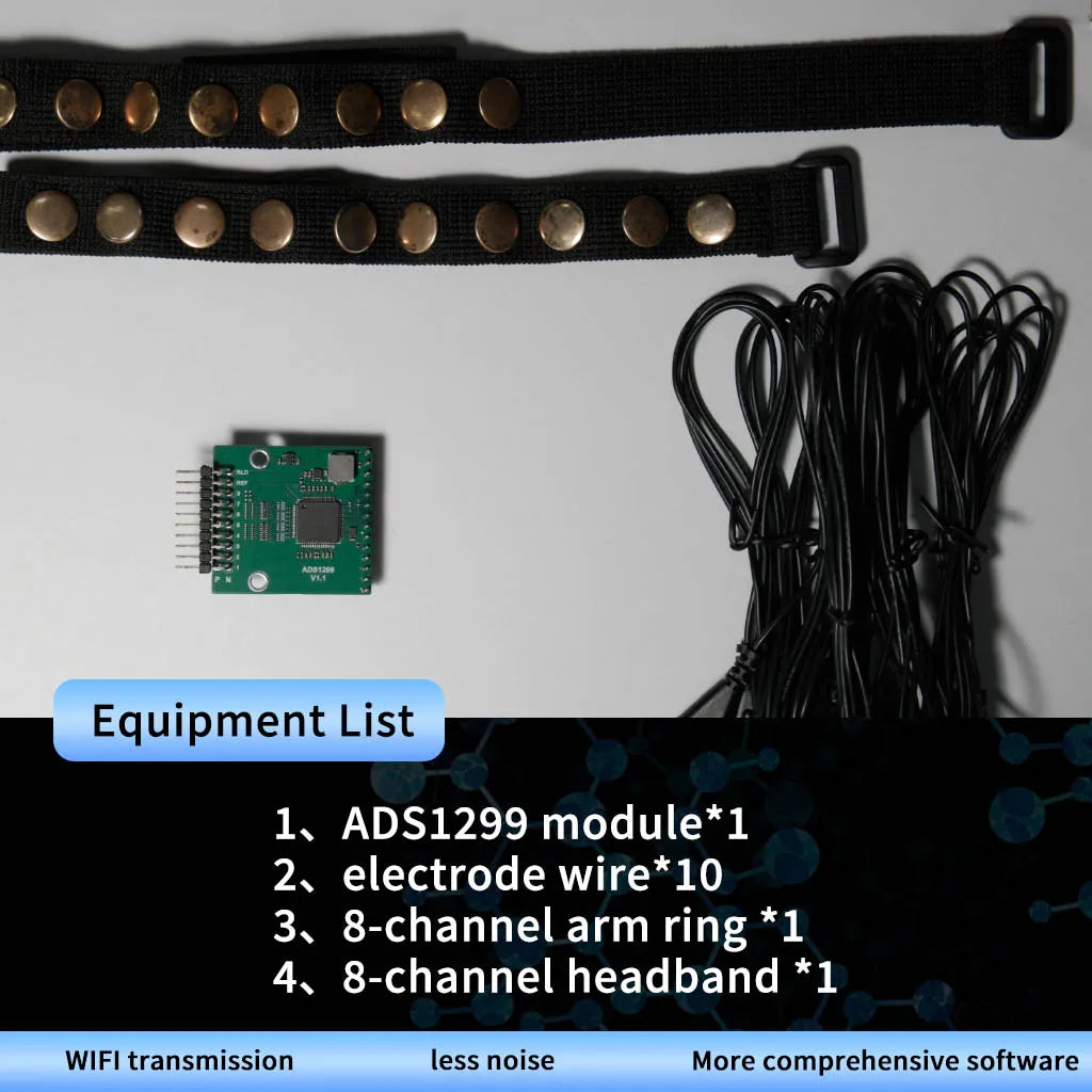 ADS1299 EEG EMG Acquisition Module WiFi Wireless Data Transmission STM32 Development Kit Open Source SDK Raw Bio-Signal Collecti