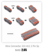 Wire Connector 222-412 2 Pin Splicing Terminal Blocks Led Strip Lighting Electric Quick Connectors Mini Conductor Rail Conector