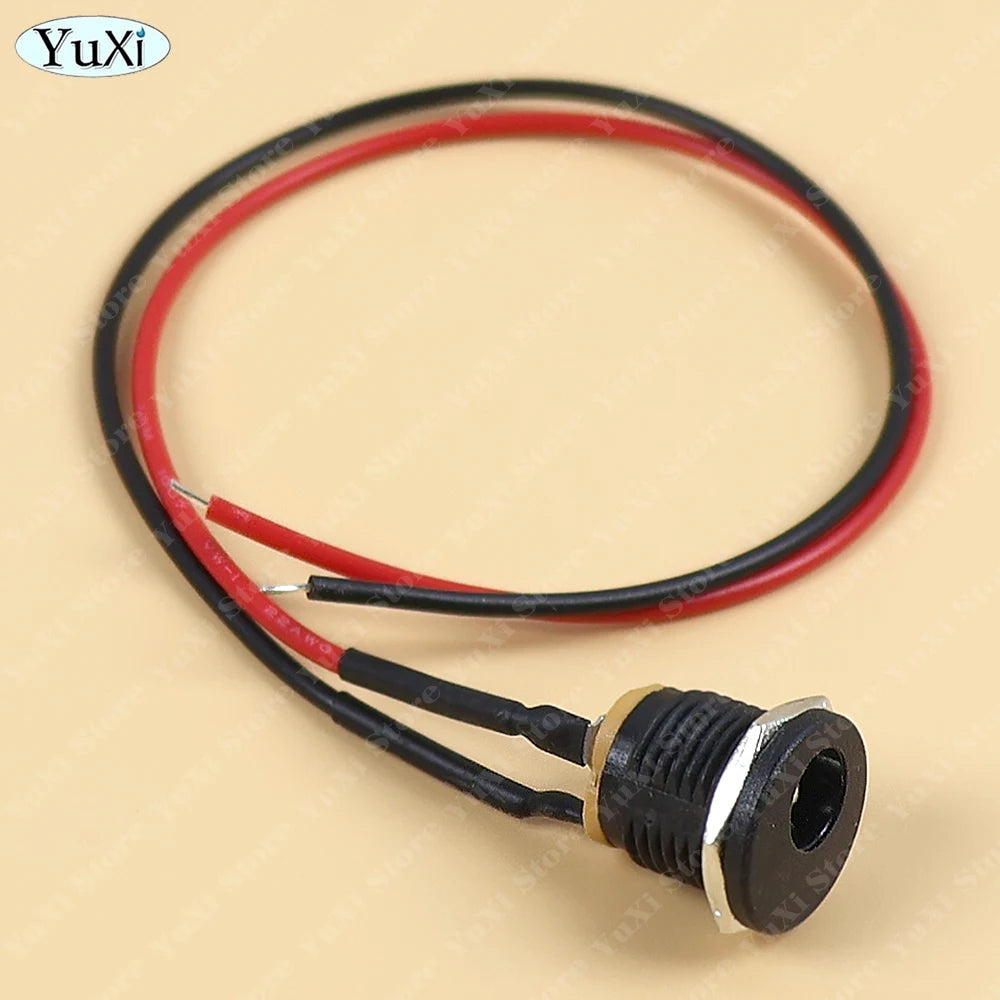 2-20pcs 5.5 X 2.1mm 5.5*2.5mm DC Power Jack Socket Female Panel Mount Connector Port With Cable Cord