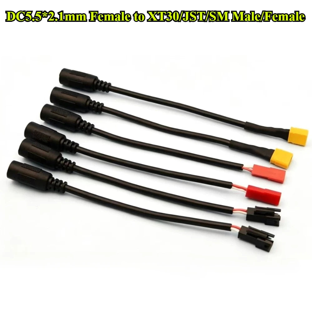 3/5Pcs JST SM XT60 XT30 T Plug Male/Feamle to DC5.5*2.1mm Female Connector Battery Charging Adapter Cable for DC Power Charger