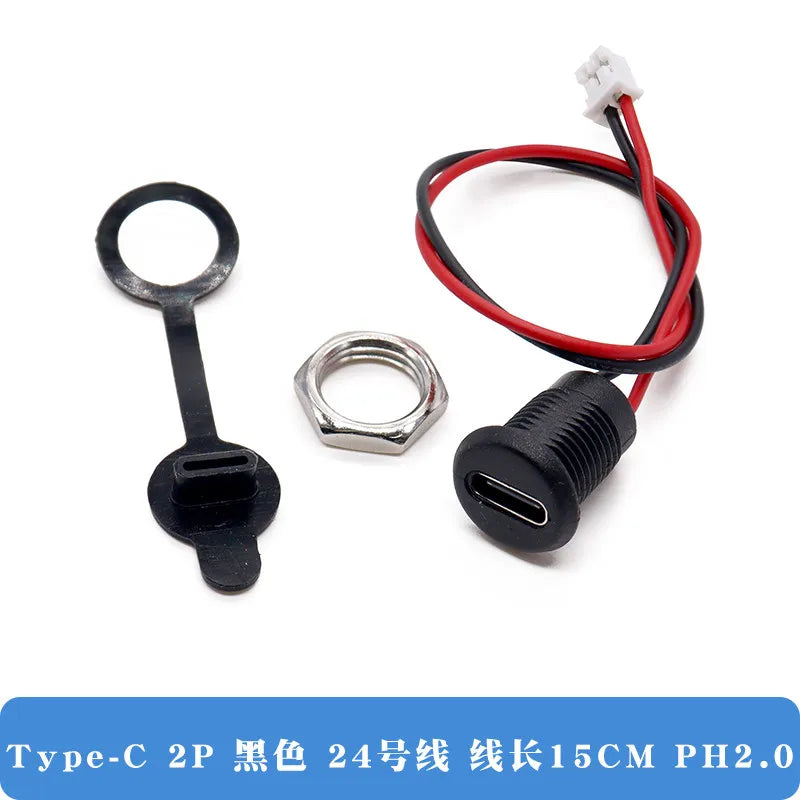 1pcs TYPE-C with line Direct pressure type waterproof base With cable data charging port /USB/ connector/power base  2P/4P/5P
