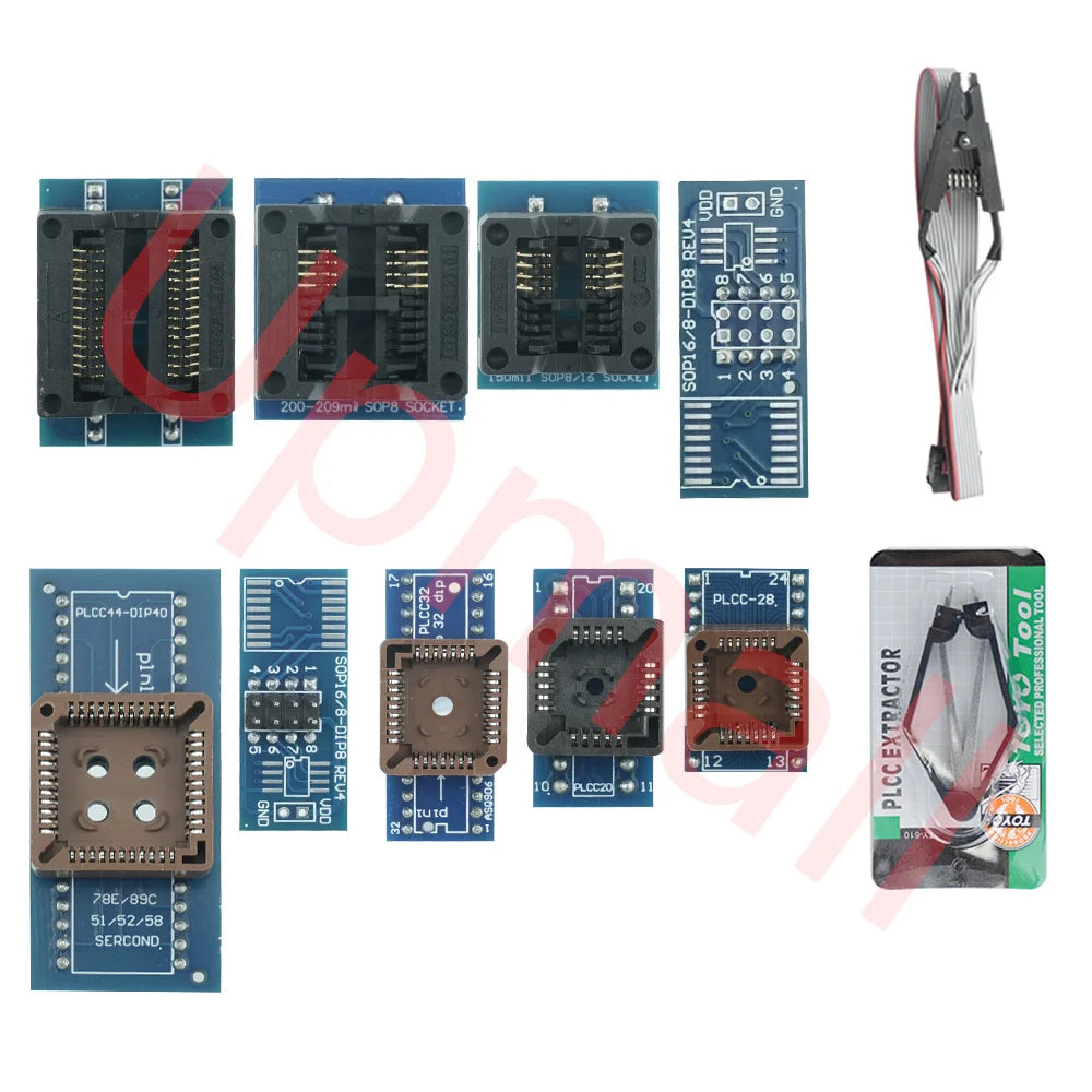 10 Adapters XGECU for T48 Programmer Supports 28000+ ICs SPI/Nor/NAND Flash/EMMC BGA153/162/169/100/221 Data Recovery Tool