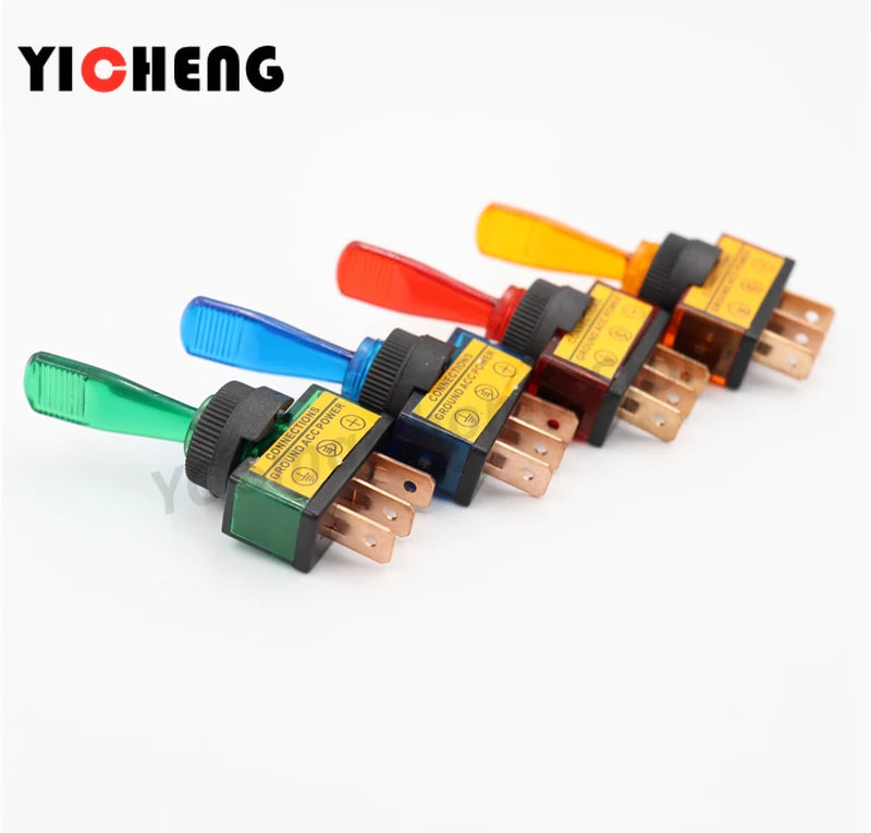 4Pcs Car Toggle Switch 12V Illuminated Car Rocker Switch 20A Rocker Switch Red Blue Green Yellow