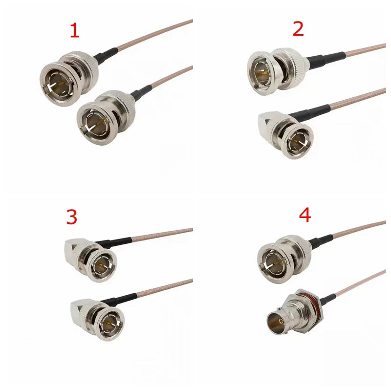 75Ohm RG179 Cable BNC To BNC Female Male Right Angle Connector Adapter for Video Pigtail Jumper Extension RG179 Low Loss 75 Ohm