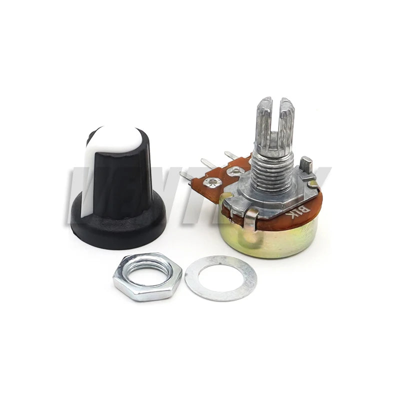 5 Sets WH148 1K 10K 20K 50K 100K 500K Ohm 15mm 3 Pin Linear Taper Rotary Potentiometer Resistor for Arduino with AG2 White cap