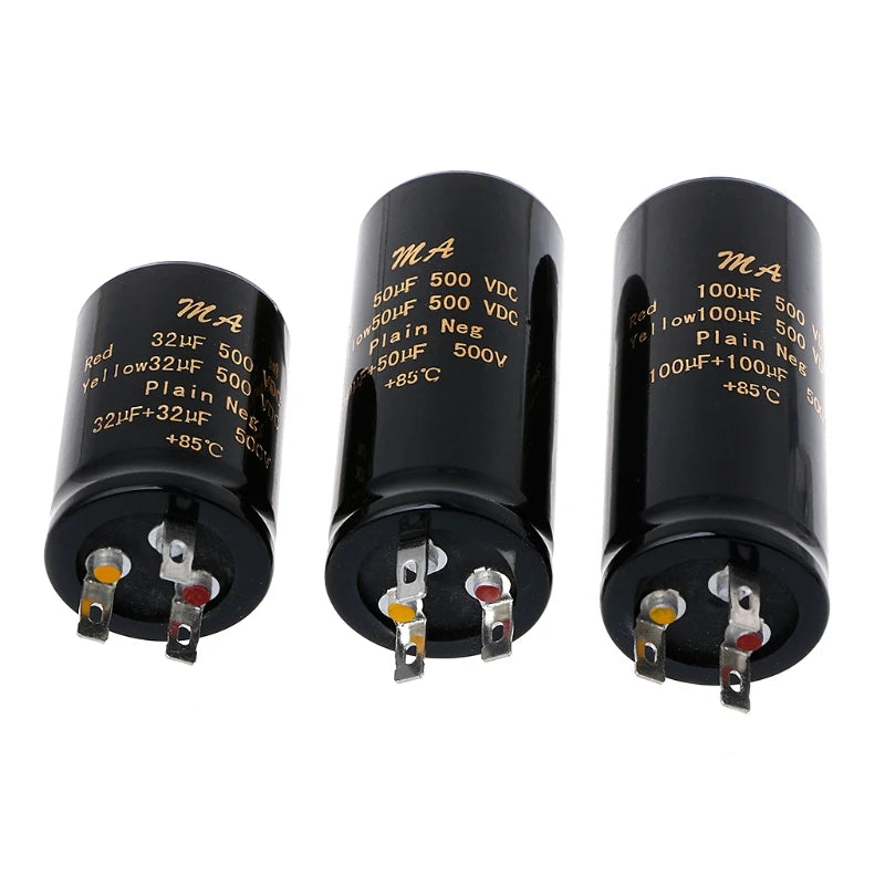 100+100uf,50+50uf,32+32uf,500V Electrolytic Double Amplifier Capacitors
