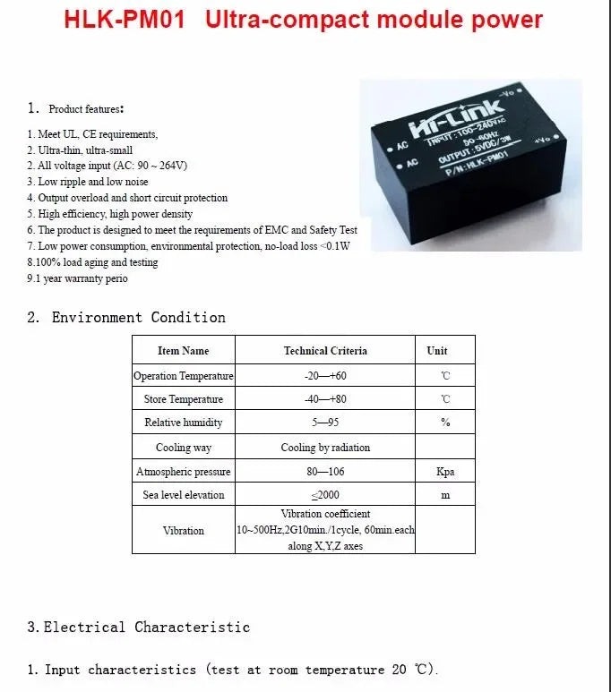 HLK-PM01 HLK-PM03 HLK-PM12 AC-DC 220V to 5V/3.3V/12V Mini Power Supply Module Intelligent Household Switch HLK-5M05 5M03 5M12