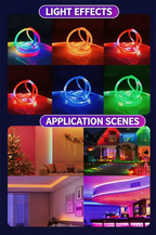 360 Glow Round RGB Neon LED Woven Strip Light 24key Bluetooth APP Remote Control 5V USB WS2812B Music Sync Waterproof Rope Decor