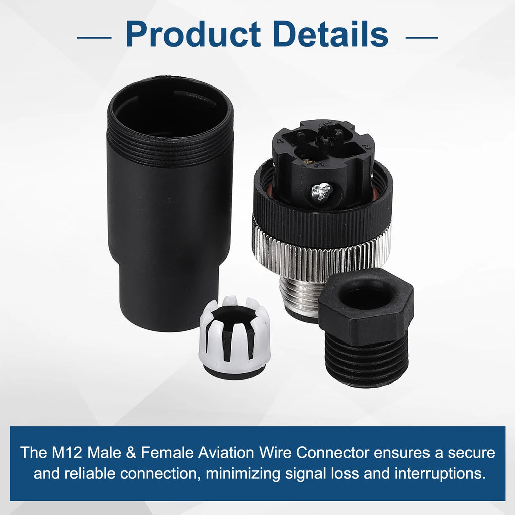 10Pcs 4/5/8 Pin M12 Male/Female Aviation Wire Connector A Code Waterproof IP67 Circular Connector Aviation Plug for Automation