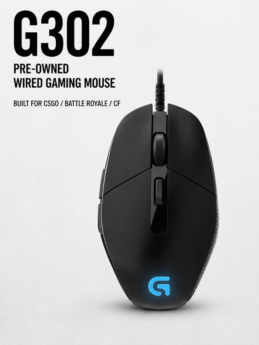 Logitech G302 Wired Ambidextrous Gaming Mouse 4000DPI On‑The‑Fly DPI Switch RGB Backlit 6 Assignable Buttons For Laptop Desktop