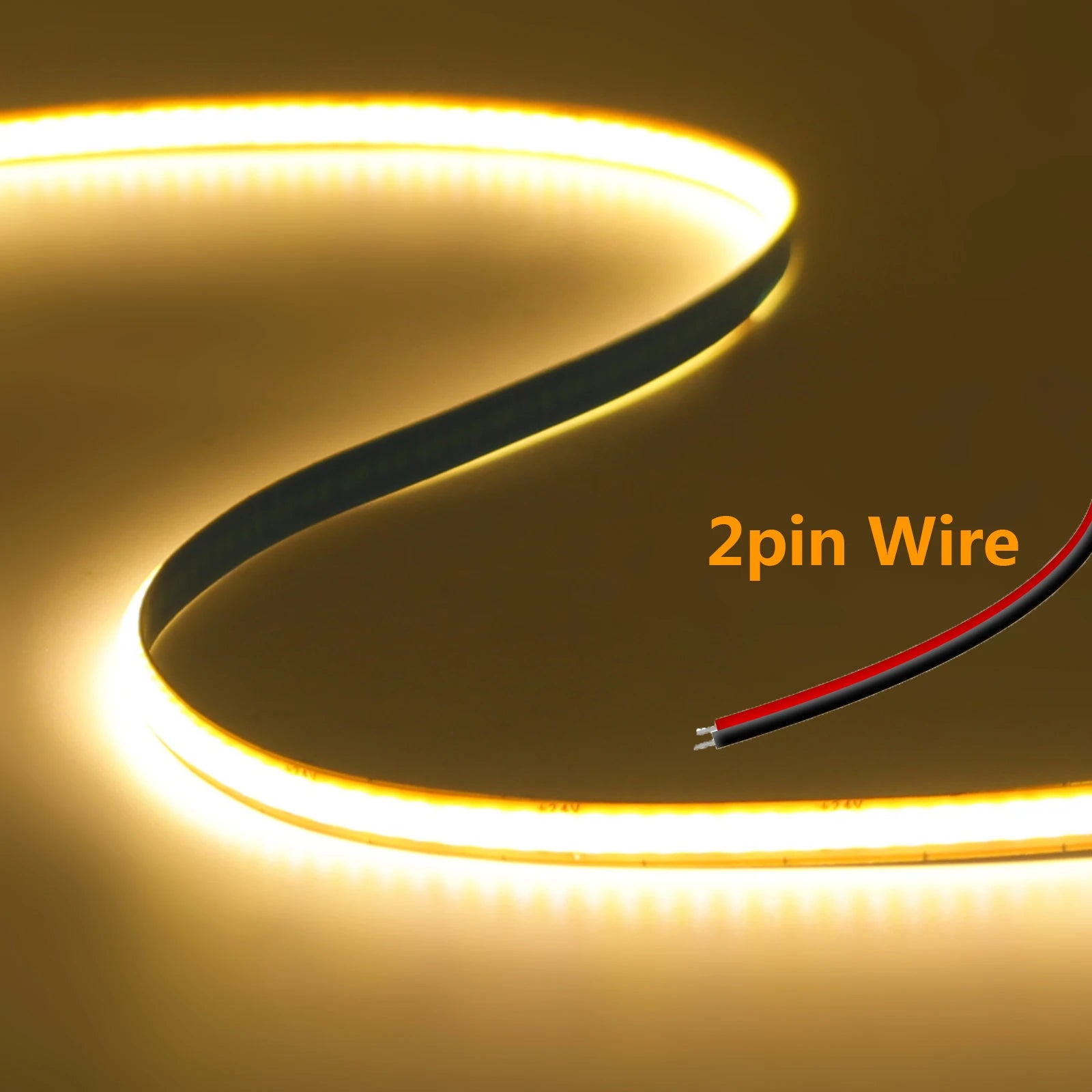 5mm 8mm PCB COB LED Light Strip Free Cut 12V 24V With 2PIN Wire DC Plug 400LEDs/m 3000k 4000k 6000k Flex Lamp 0.5m 1m 5m 10m 20m