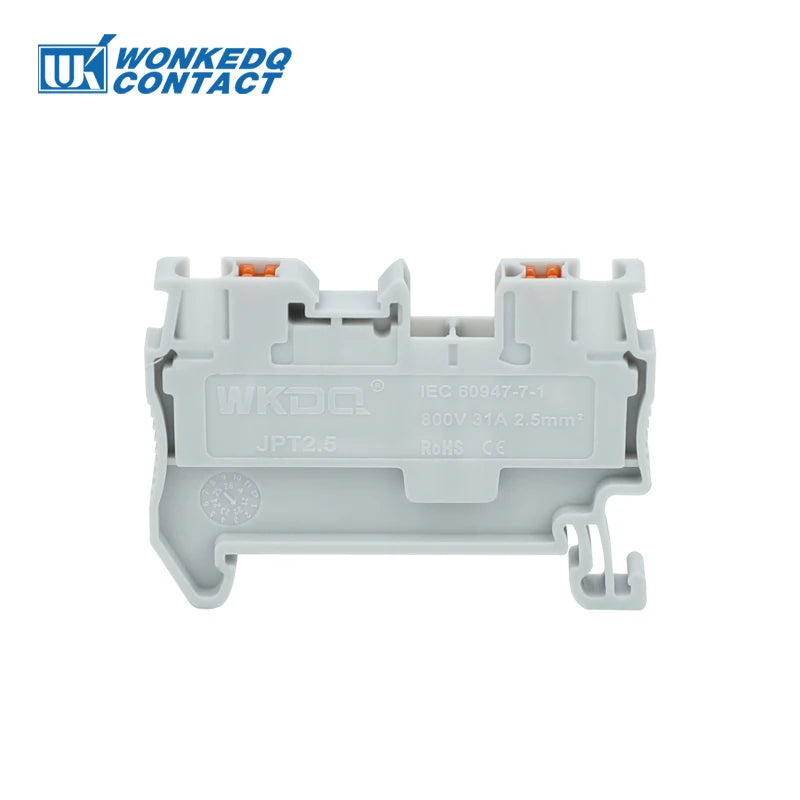 10Pcs PT2.5 DIN Rail Terminal Block Push-in Connector 2.5mm² Cable Screwless Plug Electrical Wire Connect NS35 PT 2.5