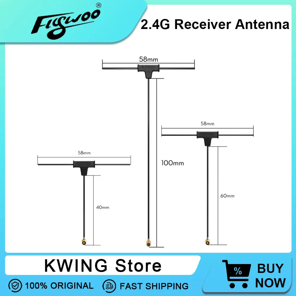 Flywoo ELRS 2.4g Minimortal PCB T Antenna UFL Minimortal T Antenna 40mm/60mm/100mm IPEX/IPX for ExpressLRS RX24T SuperD ELRS