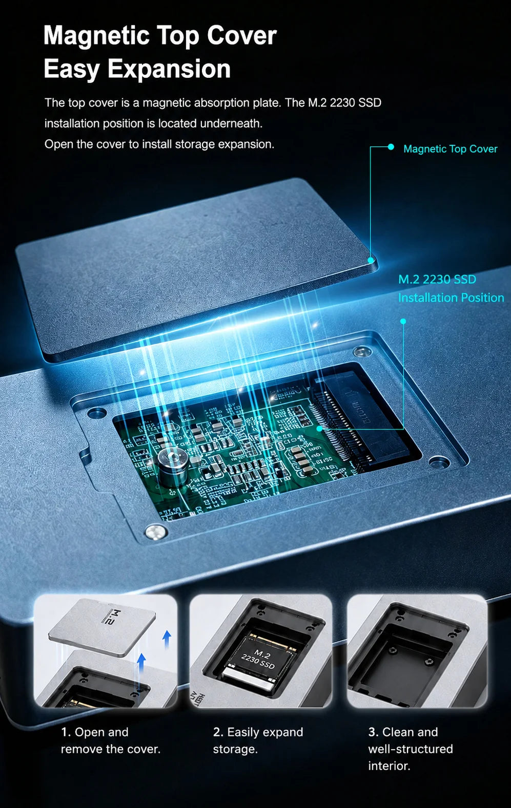 XikeStor SKN-U410M USB4 10GbE Ethernet Adapter 10G RJ45 with M.2 2230 NVMe SSD Enclosure for Thunderbolt 3/4/5 Mac PC