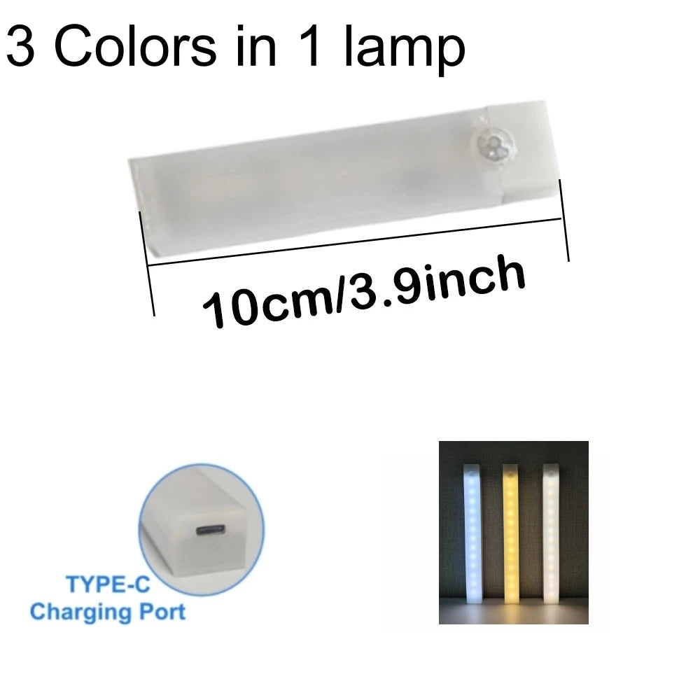 Motion Sensor Bar Light Type C Rechargeable Light LED Magnetic Attraction Night Light for Kitchen Bedside Wardrobe Bookcase